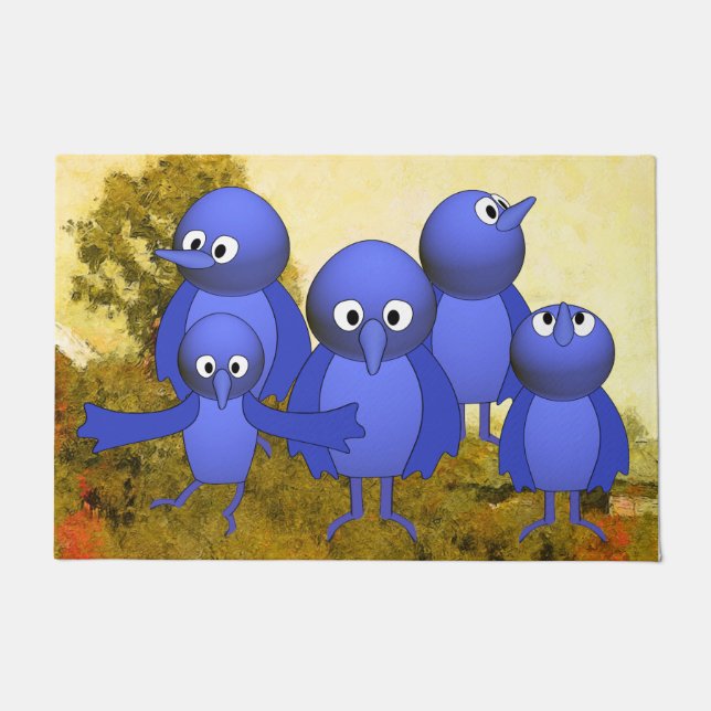 Blue Birds Family Doormat (Front)
