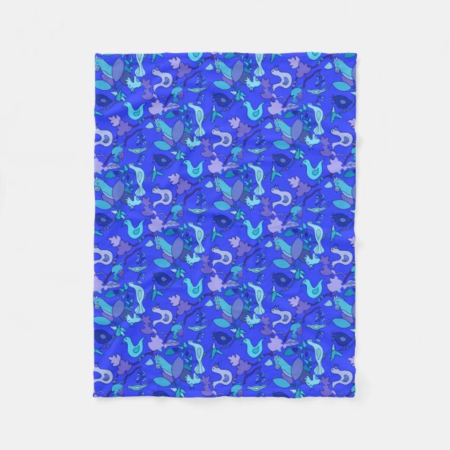 Blue Birds Fleece Blanket (Front)