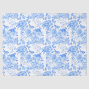 blue birds flowers pattern Wedding Tissue Paper