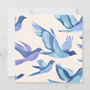 Blue Birds Flying   Modern Watercolor Card