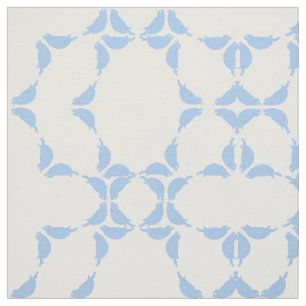 Blue Birds Geometric Circle Print Quilt Pattern Fabric