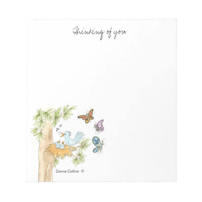 Blue Birds in a Tree Note Pad (Front)