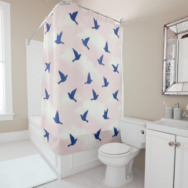 Blue Birds in Flight Shower Curtain (In Situ)