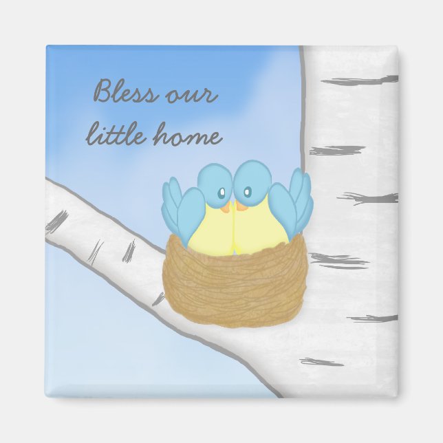Blue Birds in Nest Magnet (Front)