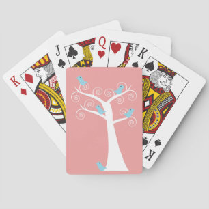 blue birds in tree cute bird art playing cards