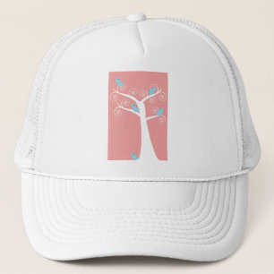 blue birds in tree cute bird art trucker hat