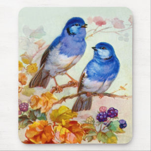 Blue birds mouse pad