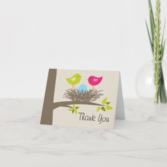 Blue Bird's Nest Thank You Card (Front)