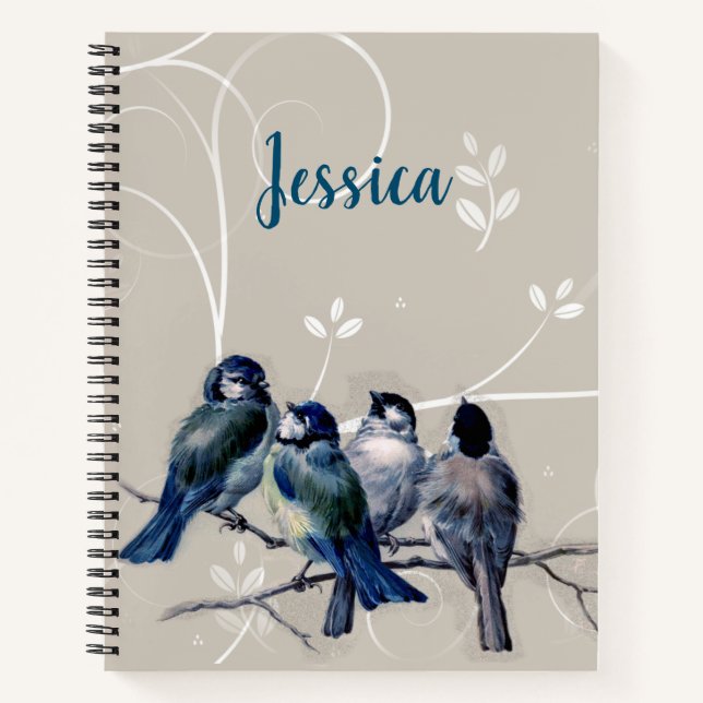 Blue Birds on a Branch Notebook (Front)