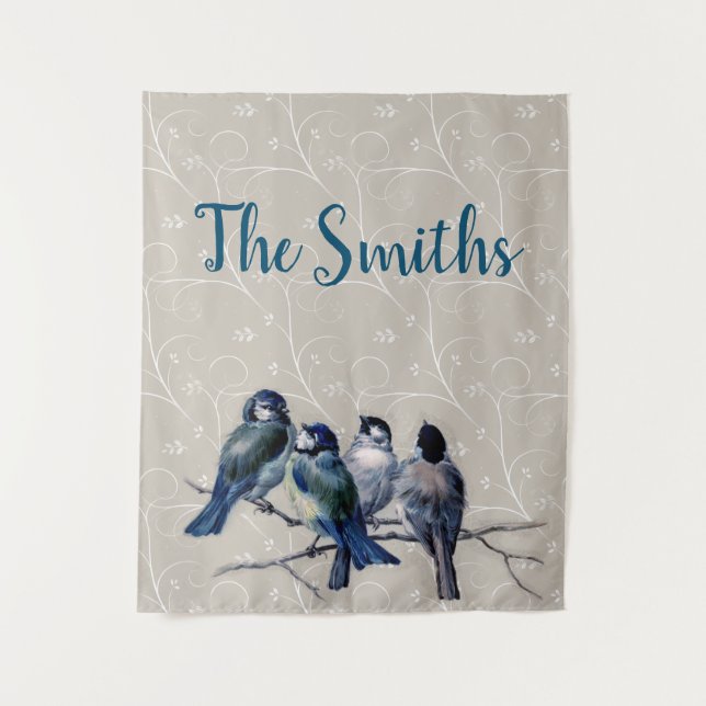 Blue Birds on a Branch Tapestry (Front)