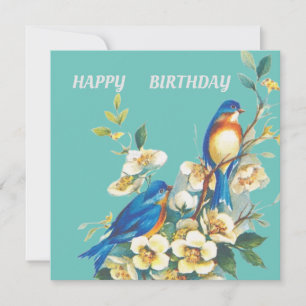 blue birds on floral card
