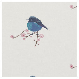 Blue Birds Spring Art Fabric