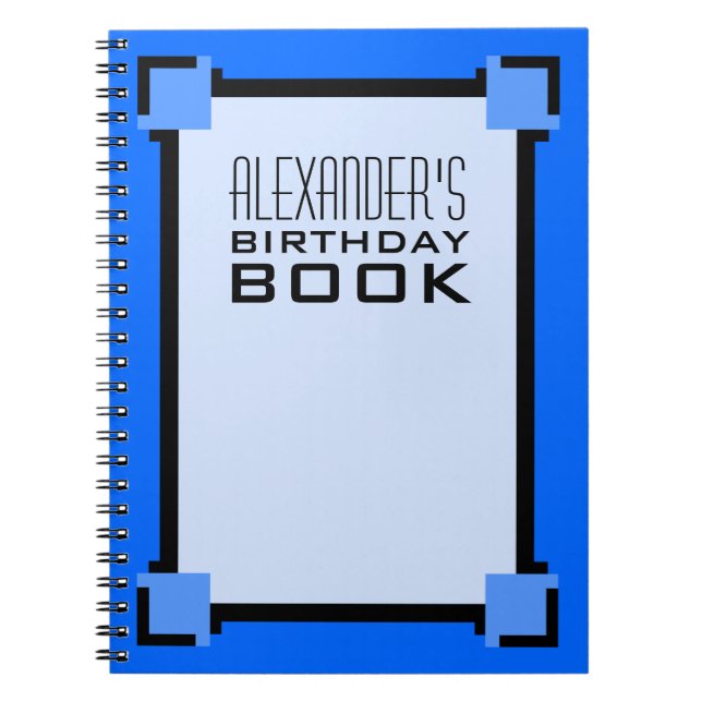 Blue Birthday Art Deco Book (Front)