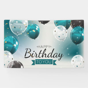 blue birthday balloons banner