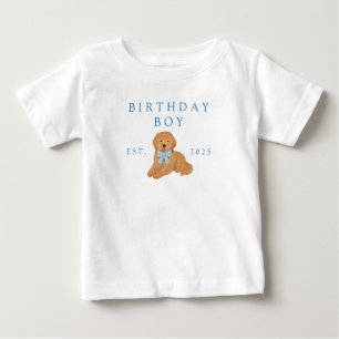 Blue Birthday Boy Golden Doodle Puppy Birthday Baby T-Shirt