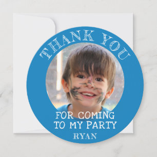 Blue Birthday Boy Thank you Photo Card