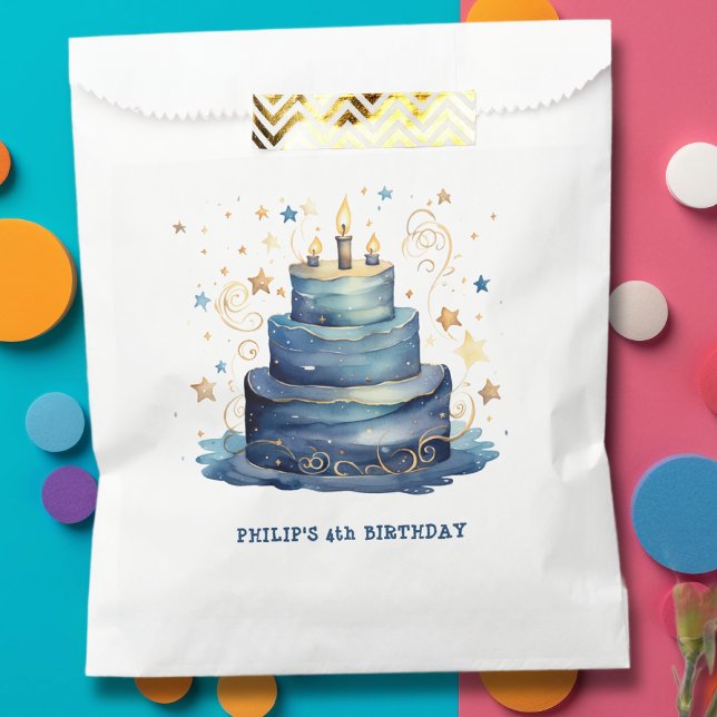 Blue Birthday cake birthday Favour Bags (Creator Uploaded)