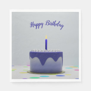 Blue Birthday Cake Napkin