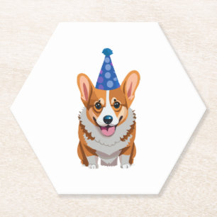 Blue Birthday Corgi Classic T-Shirt Paper Coaster