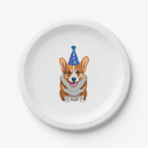 Blue Birthday Corgi Classic T-Shirt Paper Plate