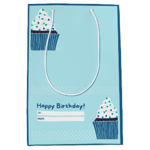 Blue Birthday Cupcake Medium Gift Bag