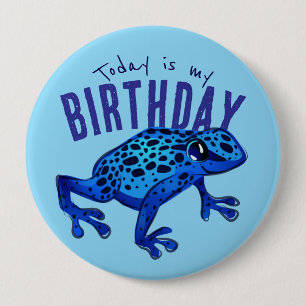 Blue Birthday Frog 10 Cm Round Badge