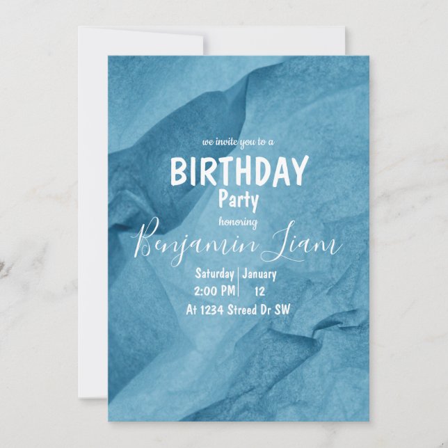Blue Birthday Invitation (Front)
