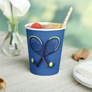 Blue Birthday Party Rackets and Balls Tennis Paper Cups