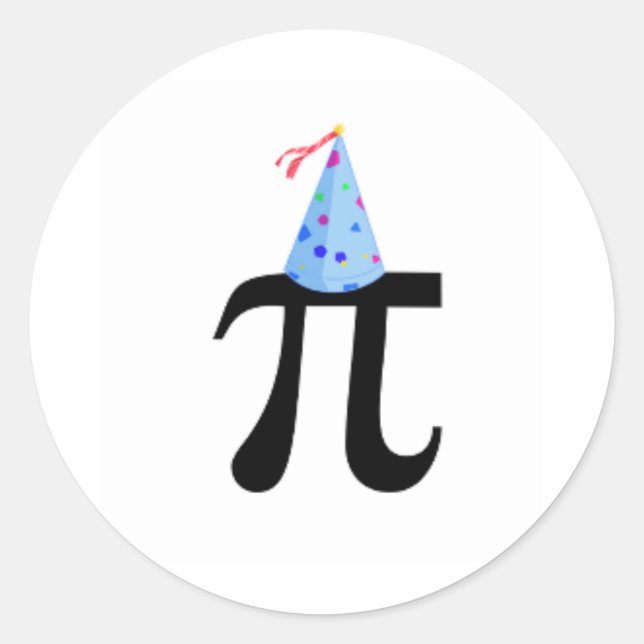 Blue Birthday Pi Sticker (Front)