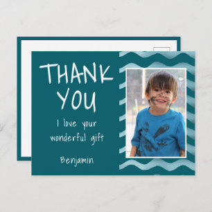 Blue Birthday Thank you Kids Photo  Postcard