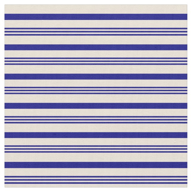 Blue & Bisque Stripes Pattern Fabric (Close Up)