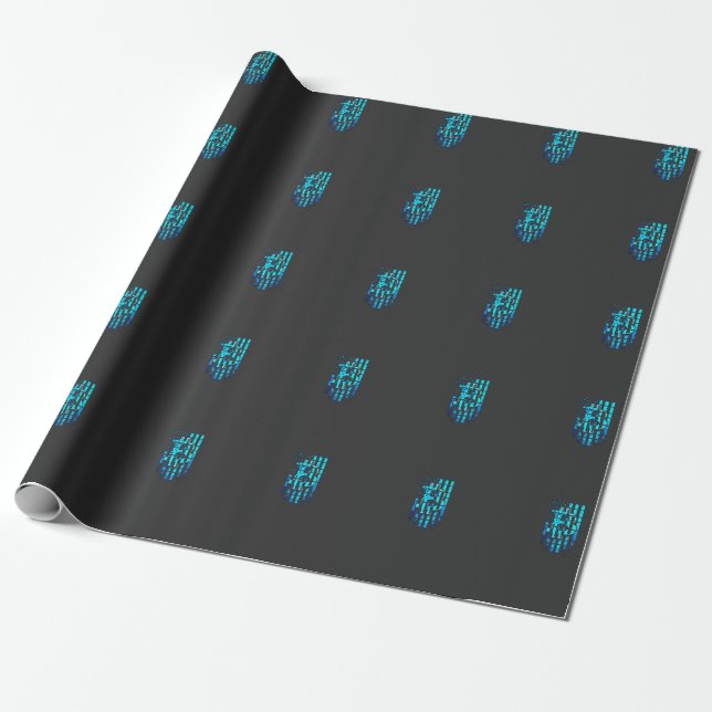 Blue Bitcoin T-shirt Wrapping Paper (Unrolled)