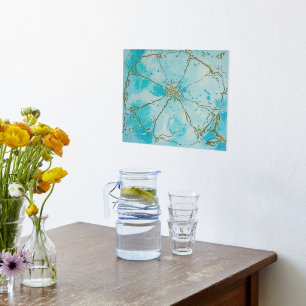 Blue & Black Abstract Modern Flower Foil Prints