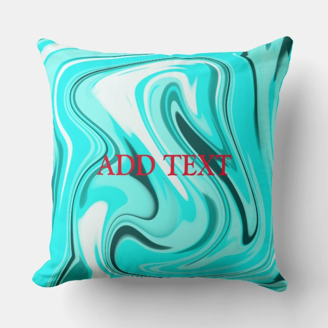 Blue black acrylic pour marble add your logo custo cushion (Front)