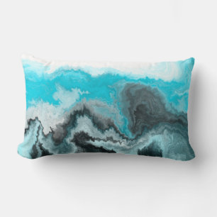 Blue, Black and Gray marble Fluid Art    Lumbar Cushion