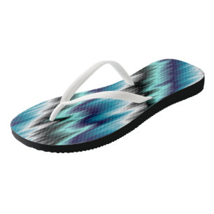 Blue black and white abstract jandals