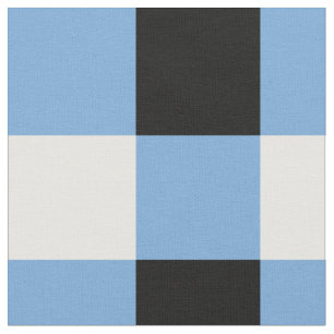 Blue, black and white chequerboard pattern fabric