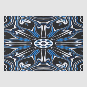 Blue, Black and White Estonia Flower Art Tissue Paper