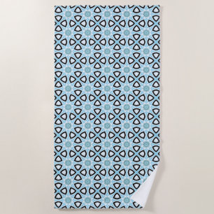 Blue, black and white geometric patterned beach towel