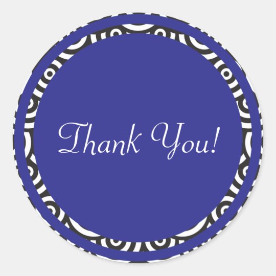 Blue Black and White Retro Thank You Sticker