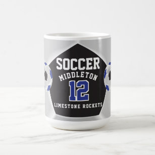 Blue, Black and White ⚽ Soccer Sport Coffee Mug