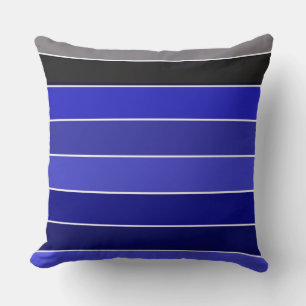 Blue, Black and White Stripes Cushion