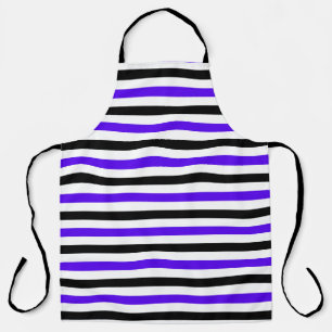 Blue Black and white stripes design Apron