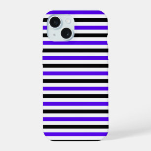 Blue Black and white stripes design iPhone 15 Case