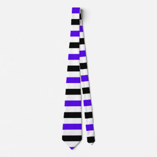 Blue Black and white stripes design Tie