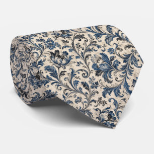 Blue, Black and White Swirl Necktie