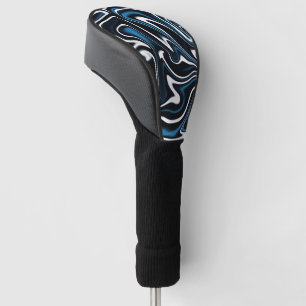 Blue, Black and White Swirls Golf Head Cover