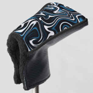 Blue, Black and White Swirls Golf Head Cover