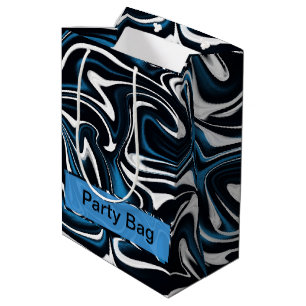 Blue, Black and White Swirls Medium Gift Bag