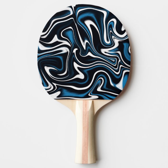Blue, Black and White Swirls Ping Pong Paddle (Front)